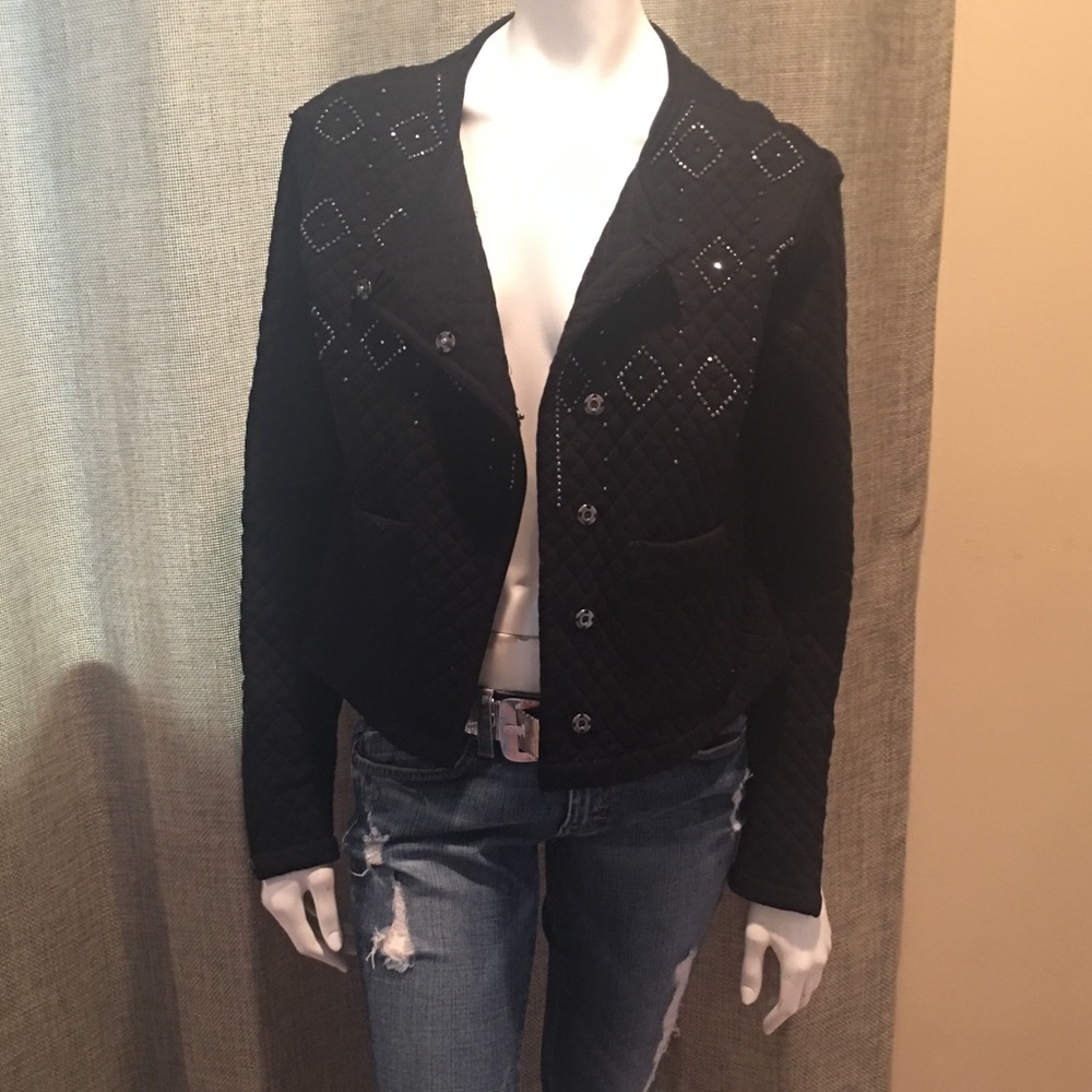 Quilted beaded black jacket